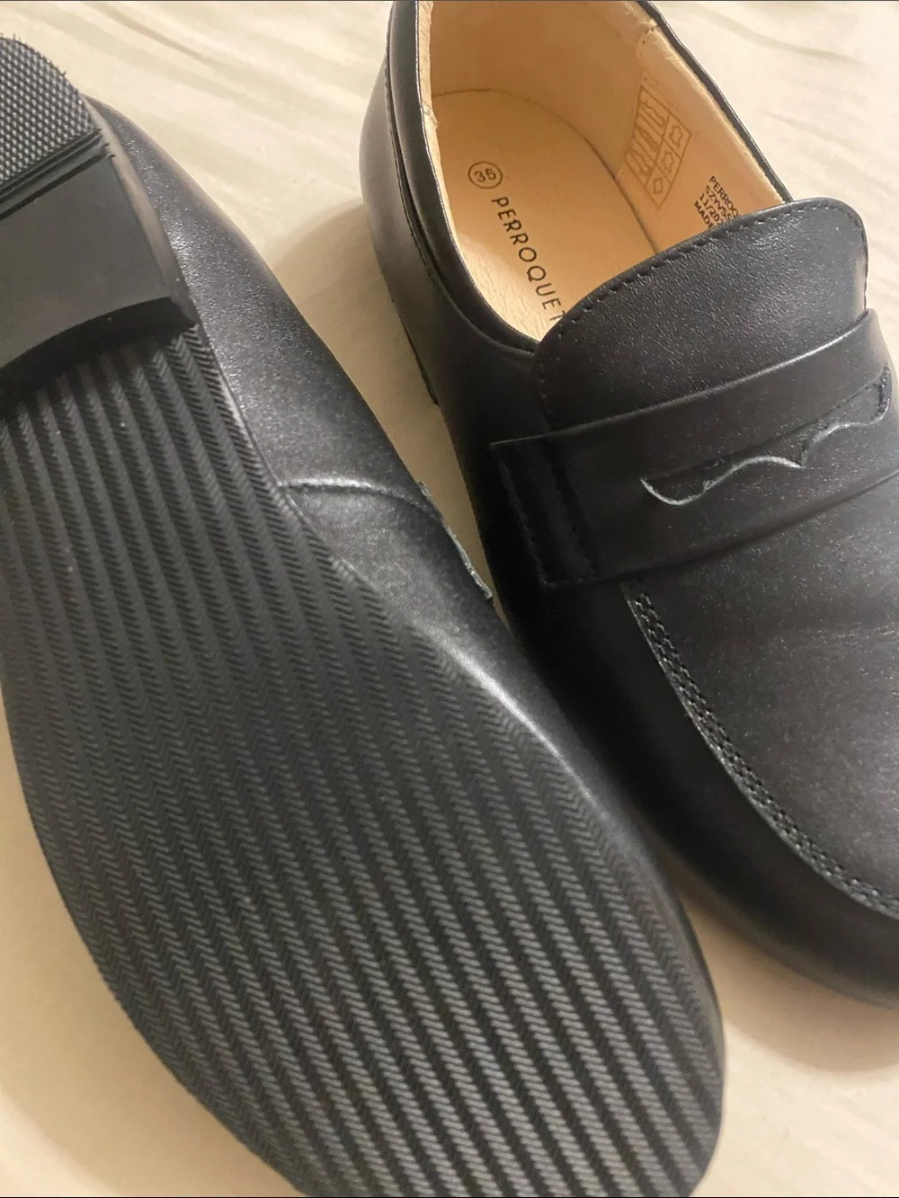 Black Leather Slip-On Loafers for Boys